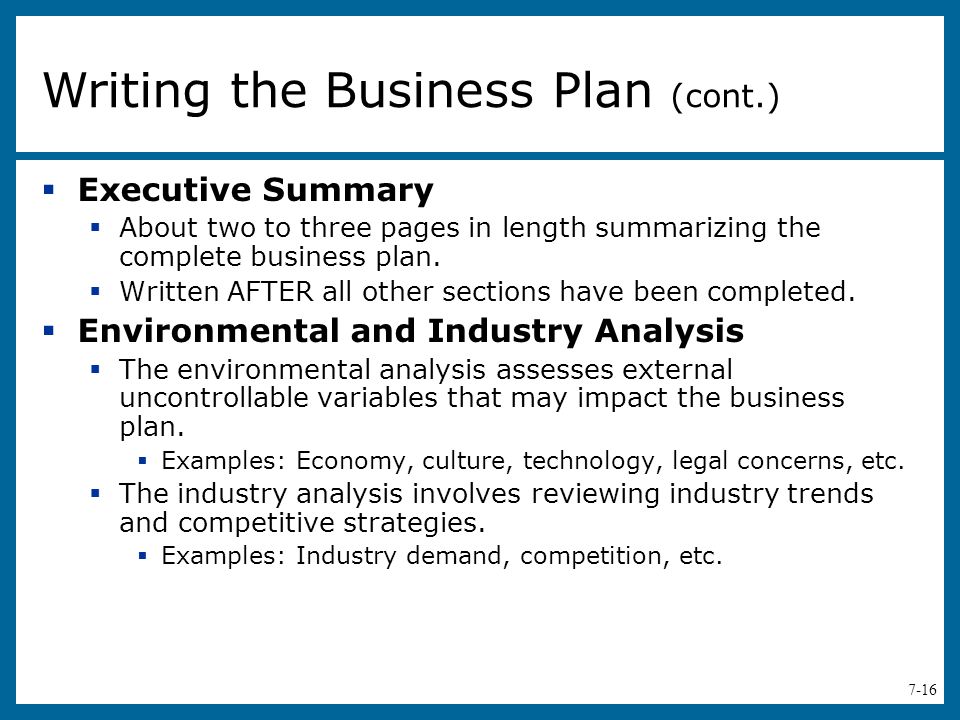 industry structure in business plan